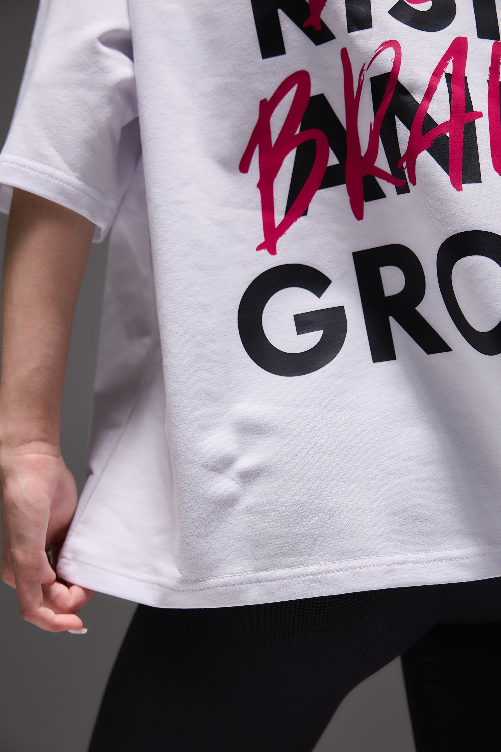Camiseta básica oversized “Take risk and grow”